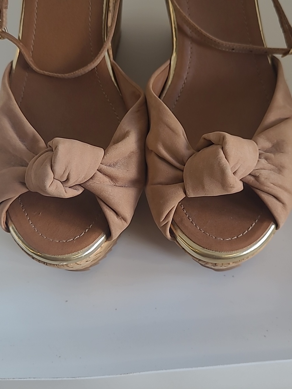 Carmen Steffens High Cork Wedge Bowknot Sandals Women's Size 40/42 (US 8.5) - Picture 4 of 4